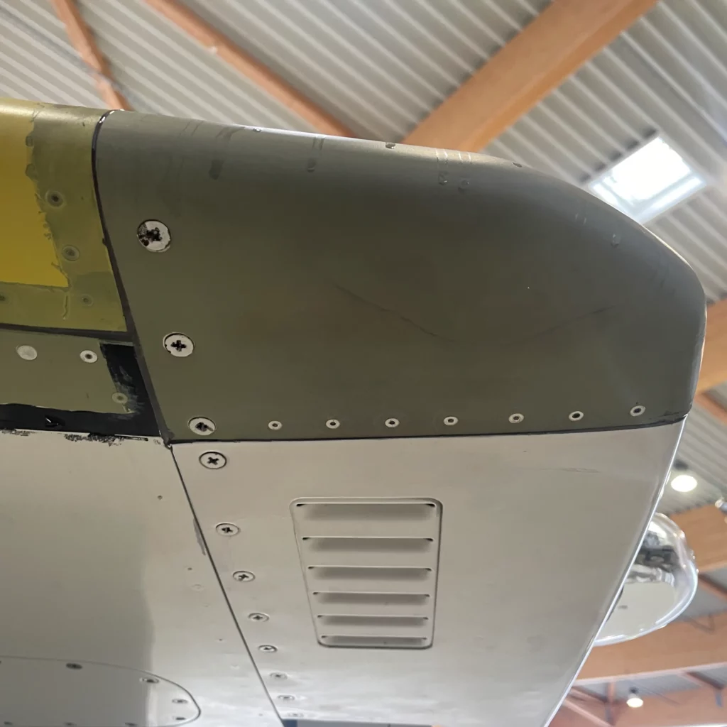Replacement leading edge and wing tip end cap fitted to a Cessna Citation Mustang