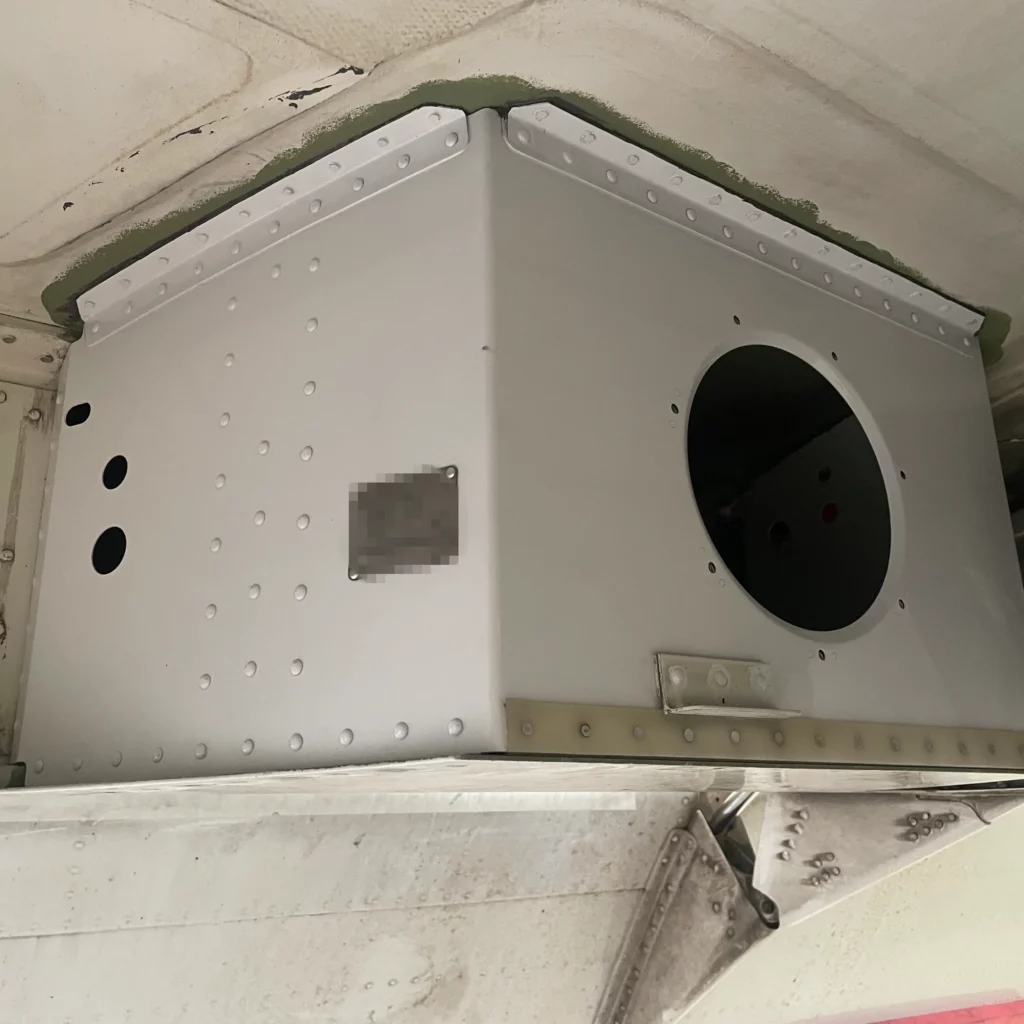New wheel well box installed in the main landing gear bay of a Citation CJ2
