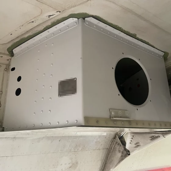 New wheel well box installed in the main landing gear bay of a Citation CJ2