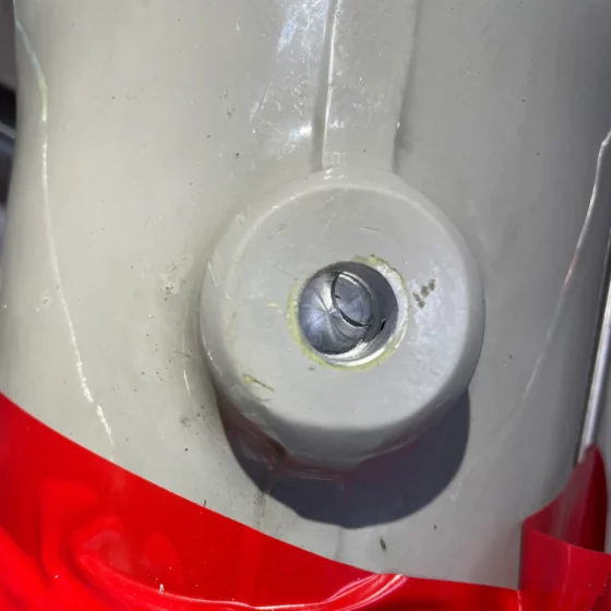 Finished bore in the main landing gear door attachment lug, ready for the larger bushing